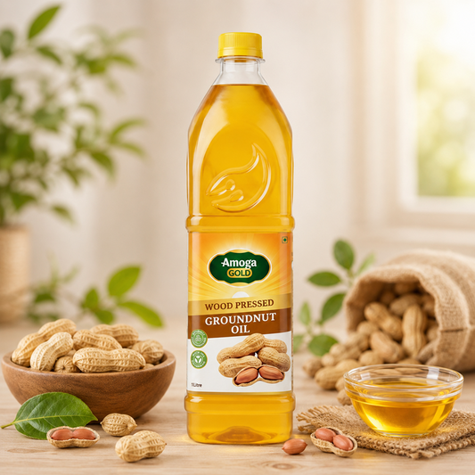 Woodpressed Groundnut Oil 1 Litre - Cold Pressed Unrefined