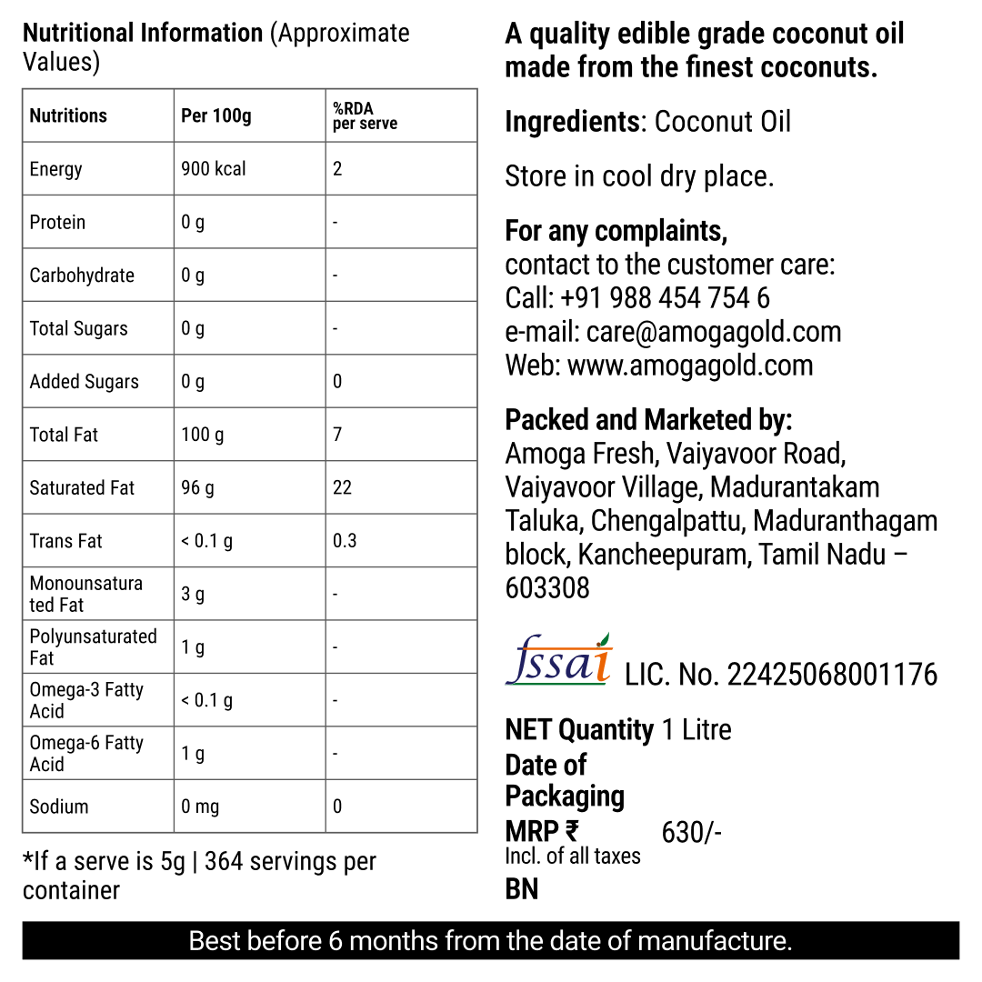 Wood Pressed Coconut Oil – 1 Litre - மரச்செக்கு தேங்காய் எண்ணெய்