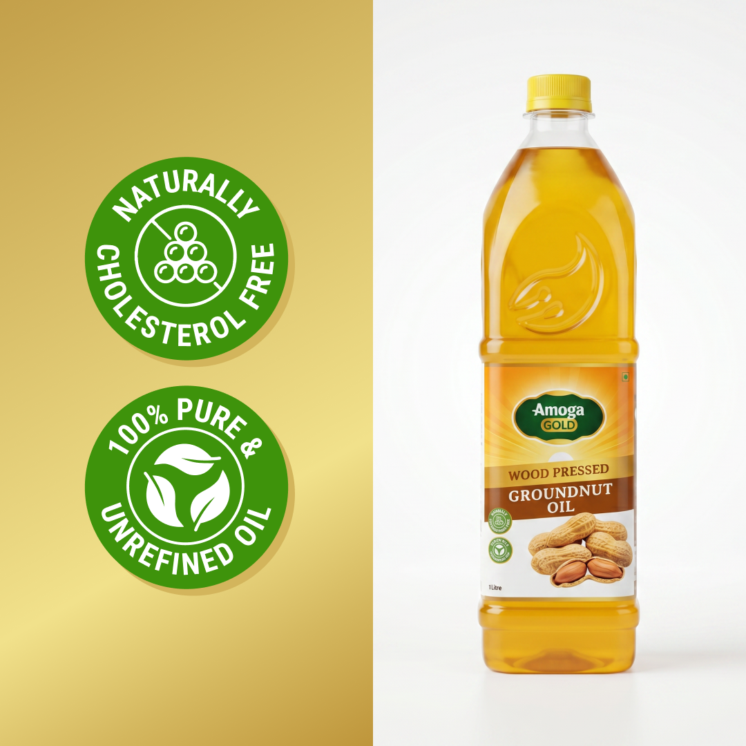 Woodpressed Groundnut Oil 1 Litre - Cold Pressed Unrefined