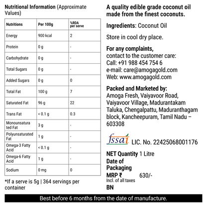 Wood Pressed Coconut Oil – 1 Litre - மரச்செக்கு தேங்காய் எண்ணெய்